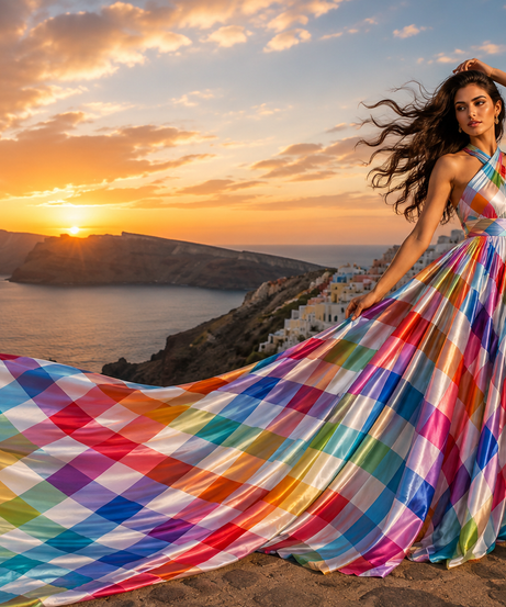 Luxury Rainbow Flying Dress Colorful Fashion Gown Overlay Women's Dress