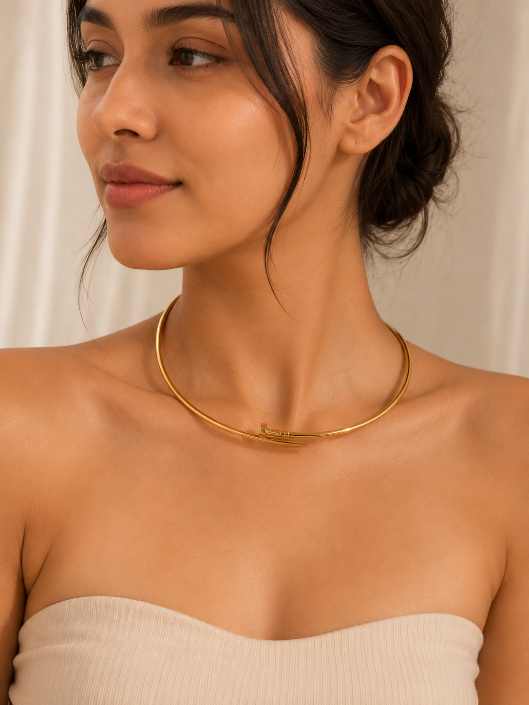 Gold Stainless Steel Anti Tarnish Choker Necklace, Waterproof Minimalist Necklace, Gift for Women's Jewellery
