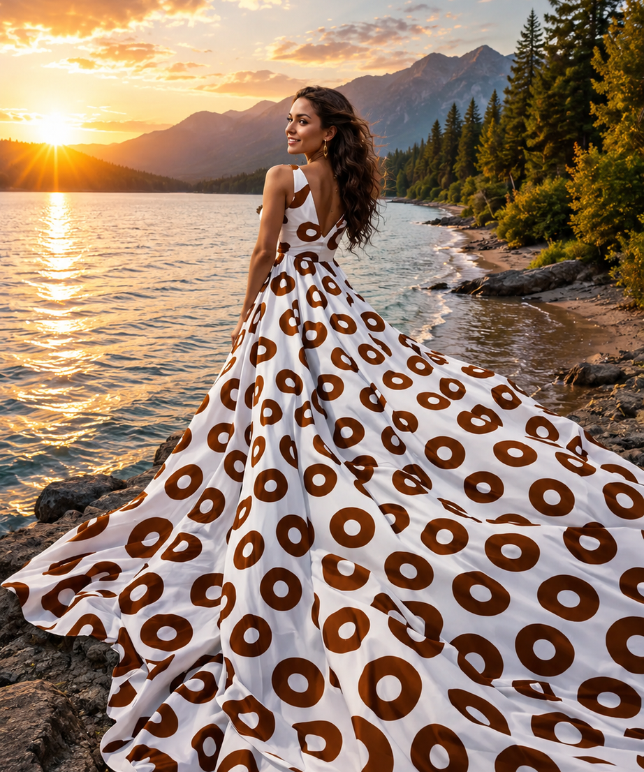 Elegant Polka Dot Maxi Dress for Women Flowy Summer Beach Vacation Gown