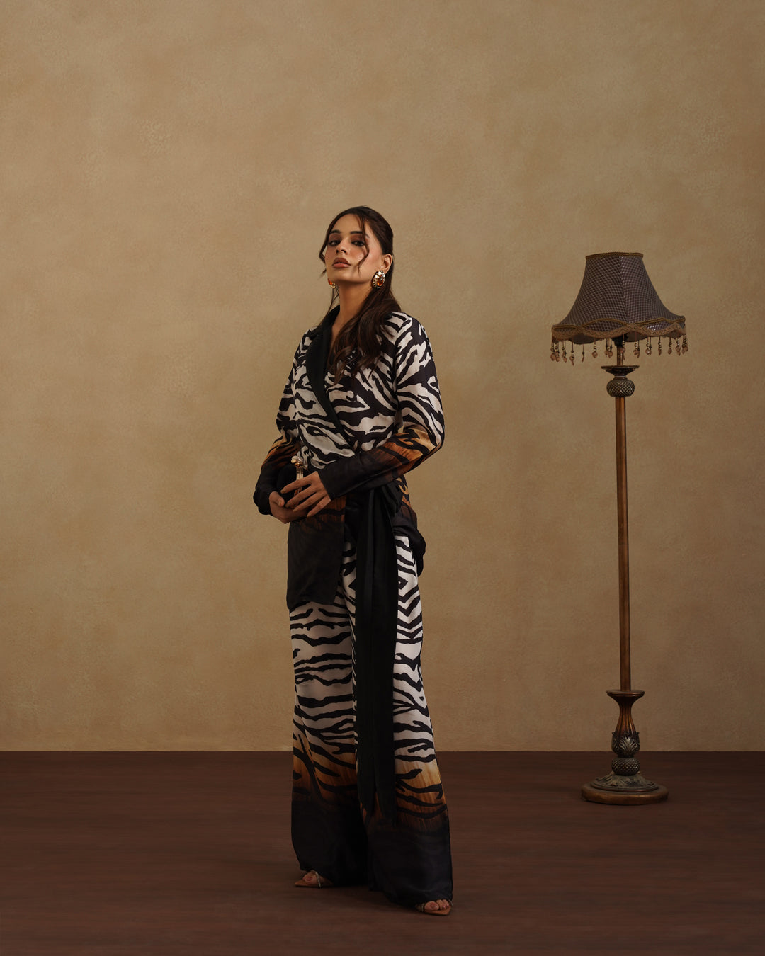 Fashion Zebra Print Pantsuit for Women Resort Wear Co-Ord Set