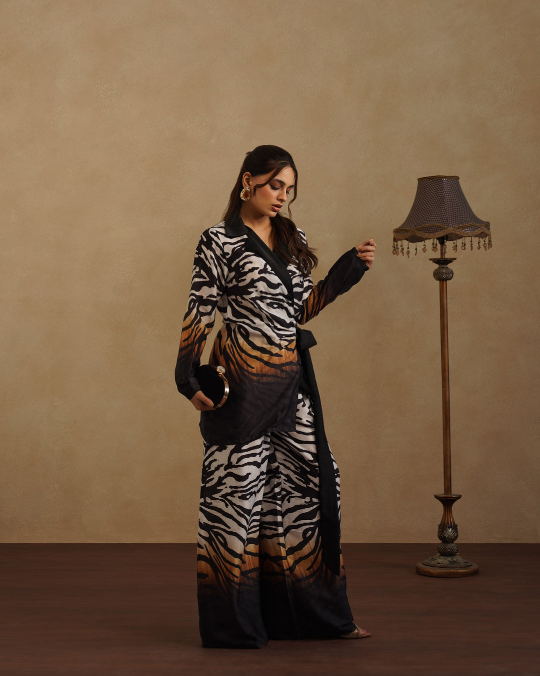 Fashion Zebra Print Pantsuit for Women Resort Wear Co-Ord Set