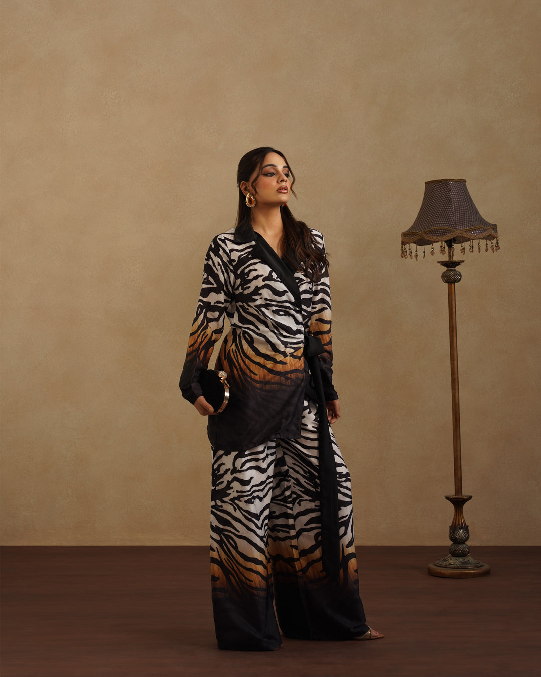 Fashion Zebra Print Pantsuit for Women Resort Wear Co-Ord Set