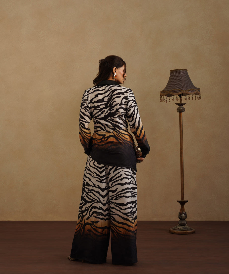 Fashion Zebra Print Pantsuit for Women Resort Wear Co-Ord Set