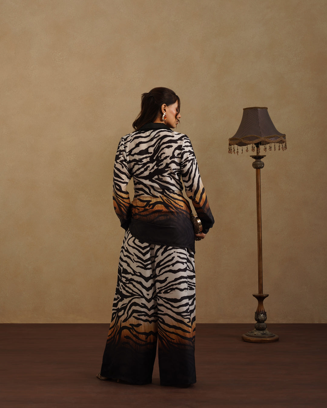 Fashion Zebra Print Pantsuit for Women Resort Wear Co-Ord Set