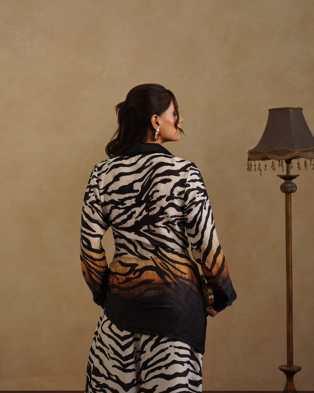 Fashion Zebra Print Pantsuit for Women Resort Wear Co-Ord Set