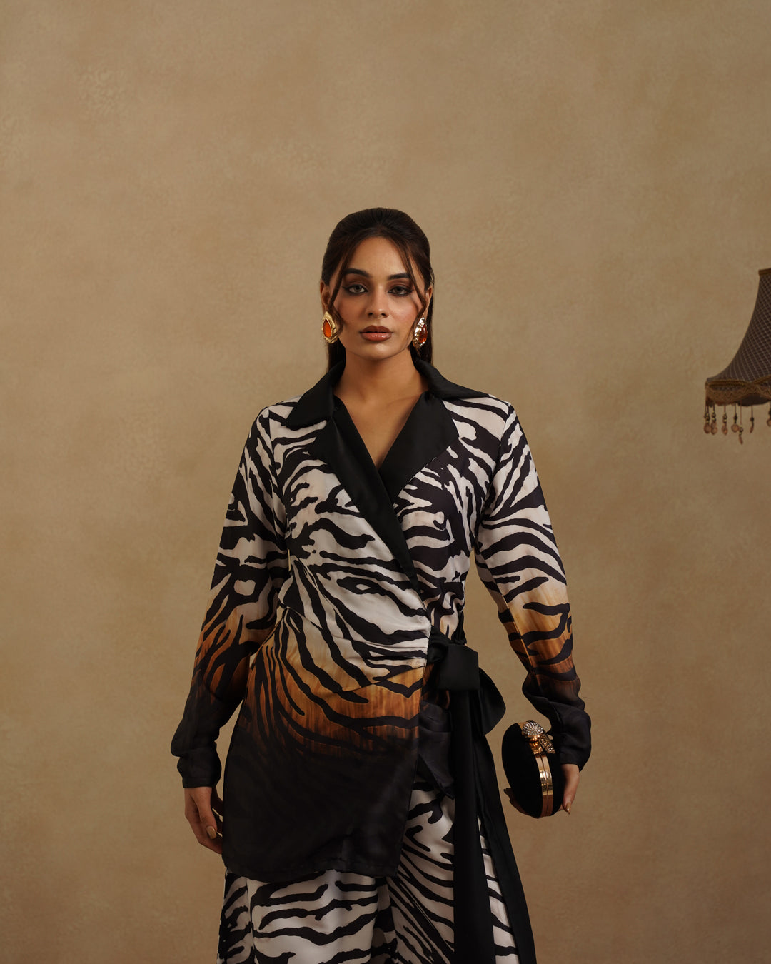 Fashion Zebra Print Pantsuit for Women Resort Wear Co-Ord Set