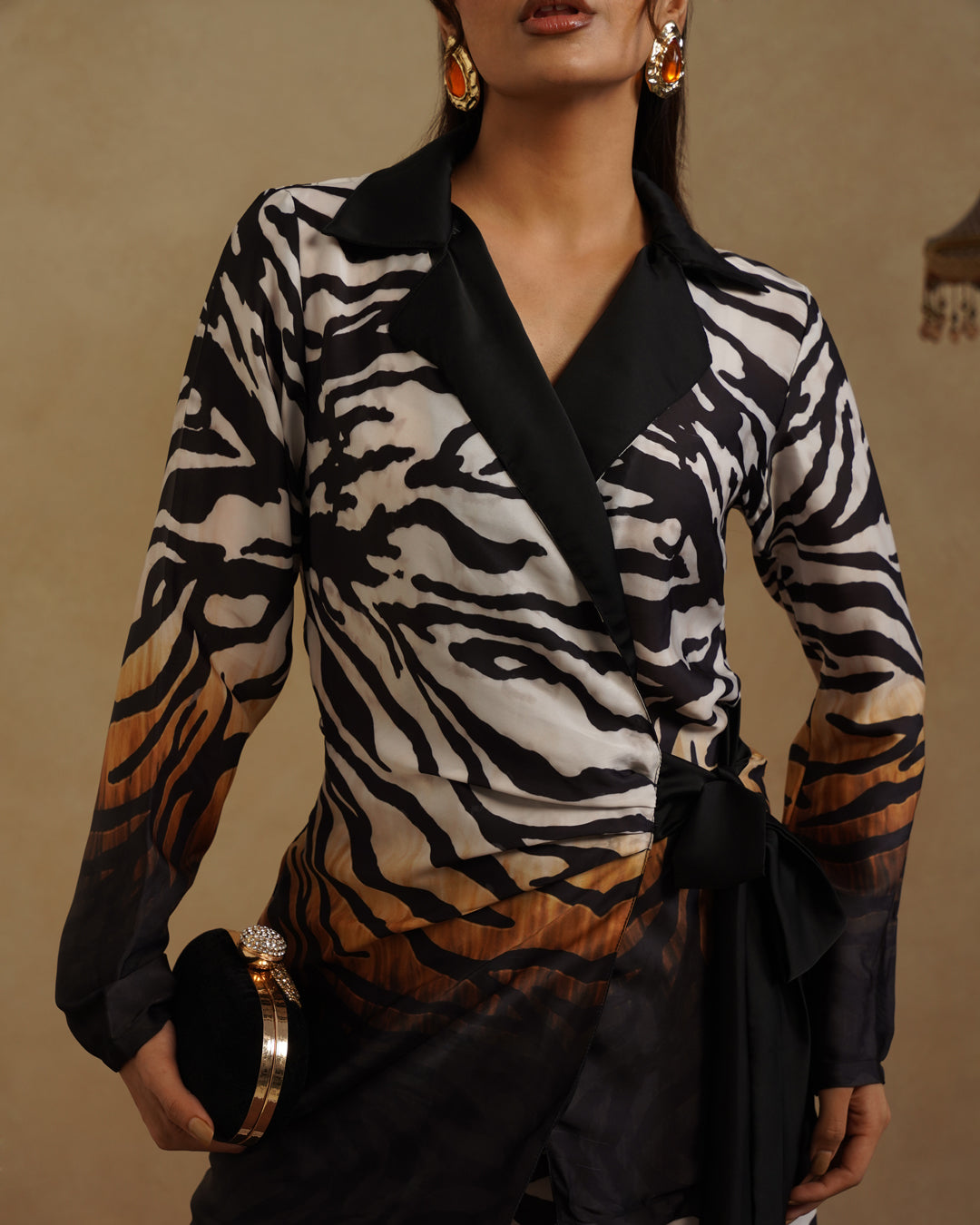 Fashion Zebra Print Pantsuit for Women Resort Wear Co-Ord Set