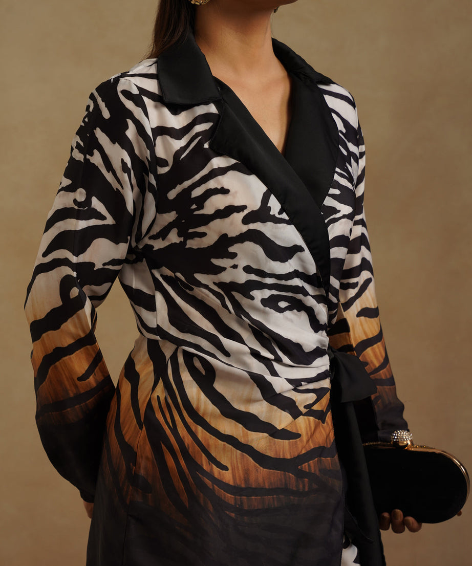 Fashion Zebra Print Pantsuit for Women Resort Wear Co-Ord Set