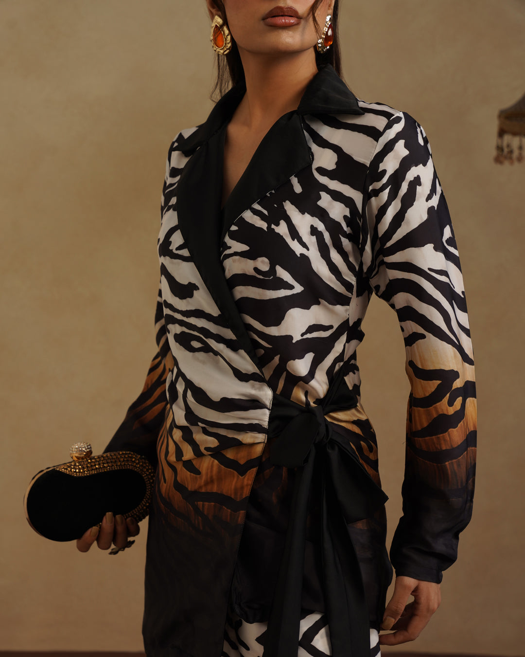 Fashion Zebra Print Pantsuit for Women Resort Wear Co-Ord Set