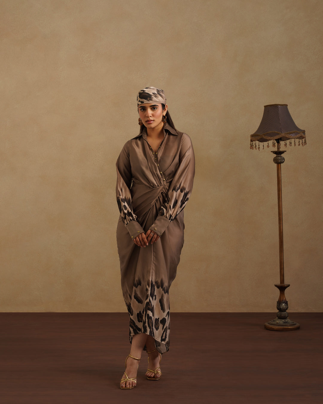 Chic Brown Leopard Print Party and Resort Dress
