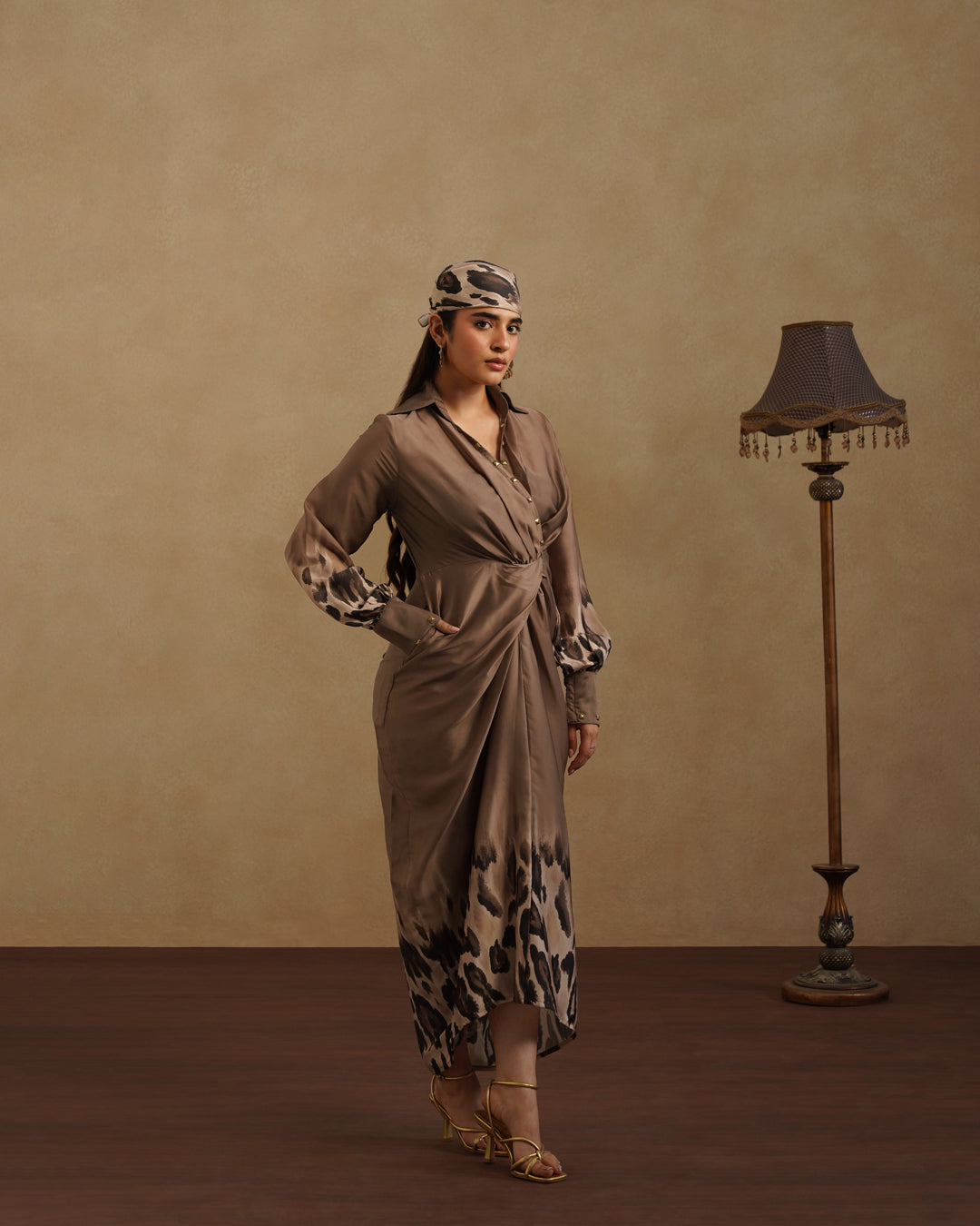 Chic Brown Leopard Print Party and Resort Dress