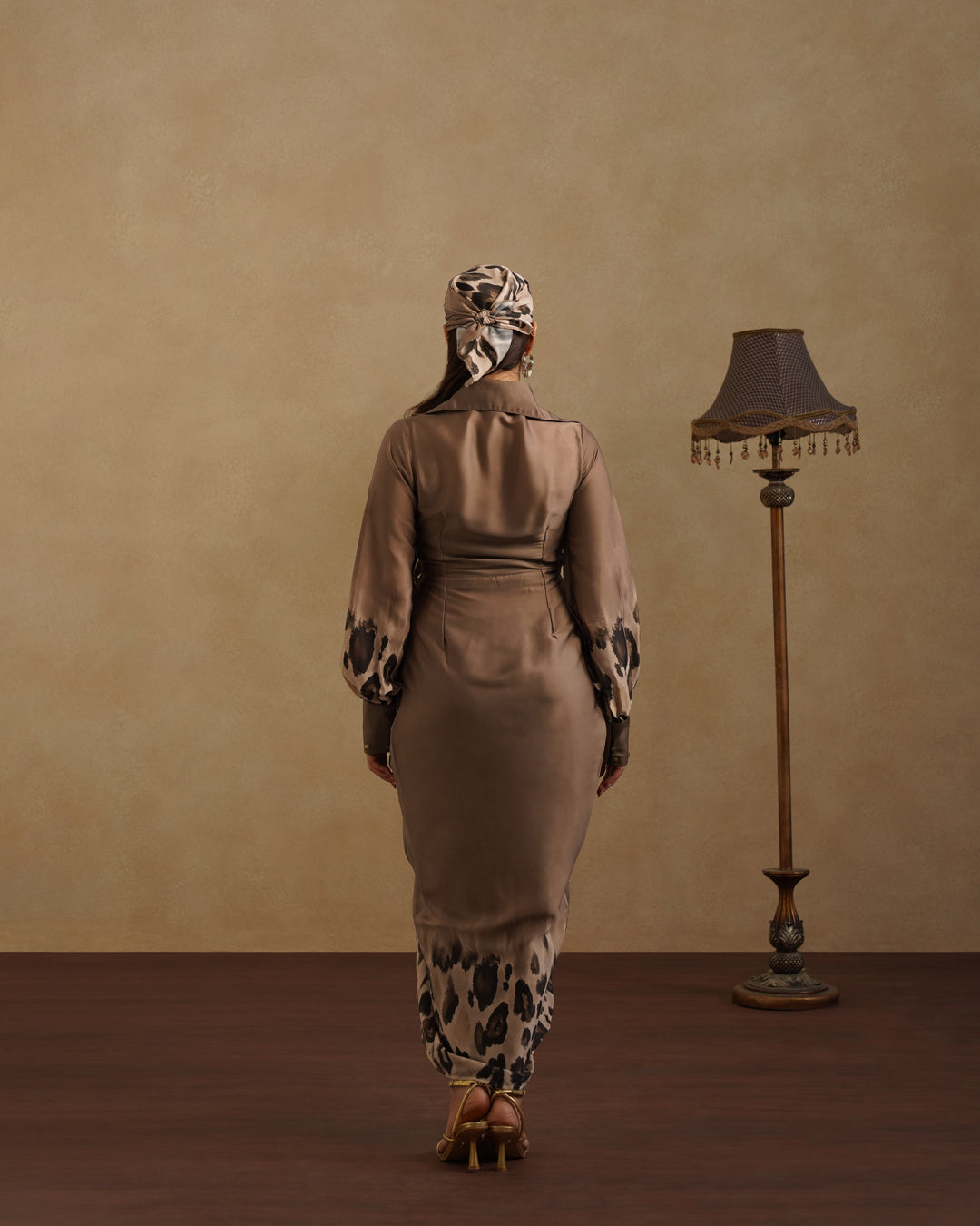 Chic Brown Leopard Print Party and Resort Dress