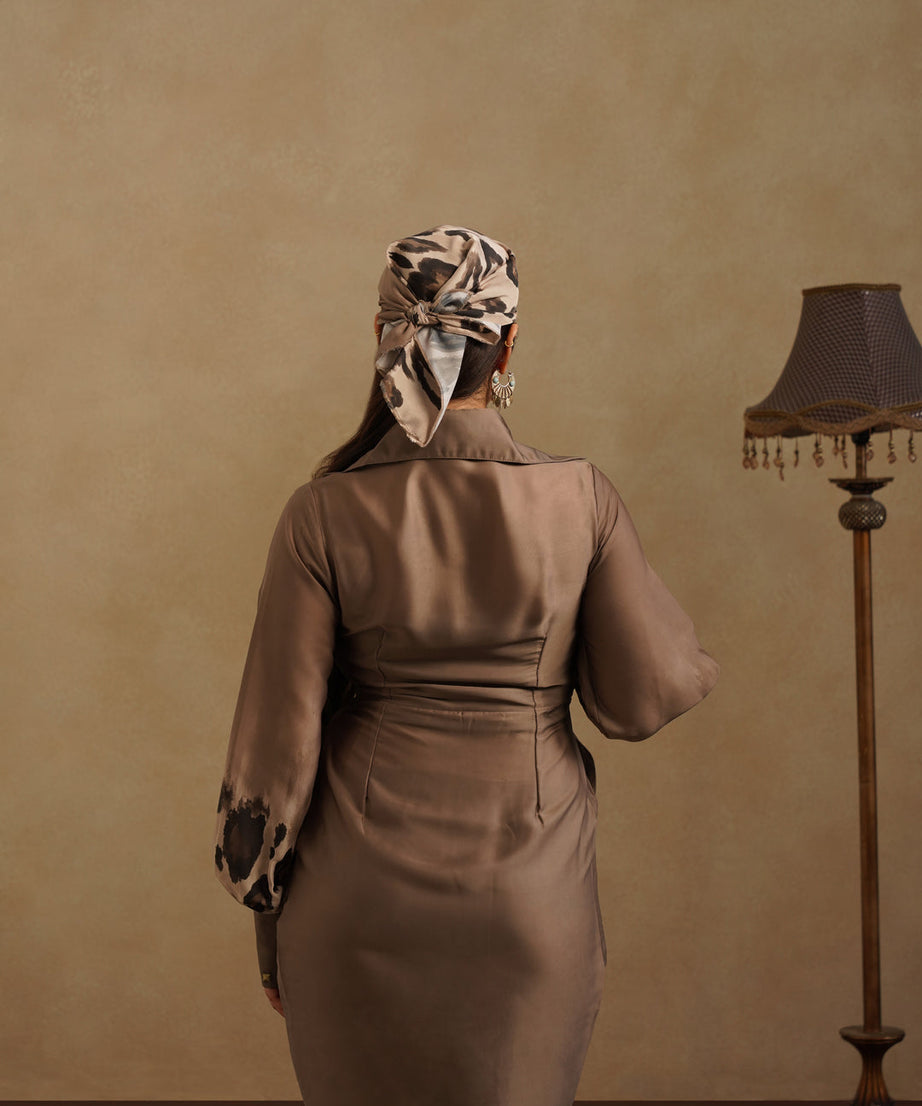 Chic Brown Leopard Print Party and Resort Dress