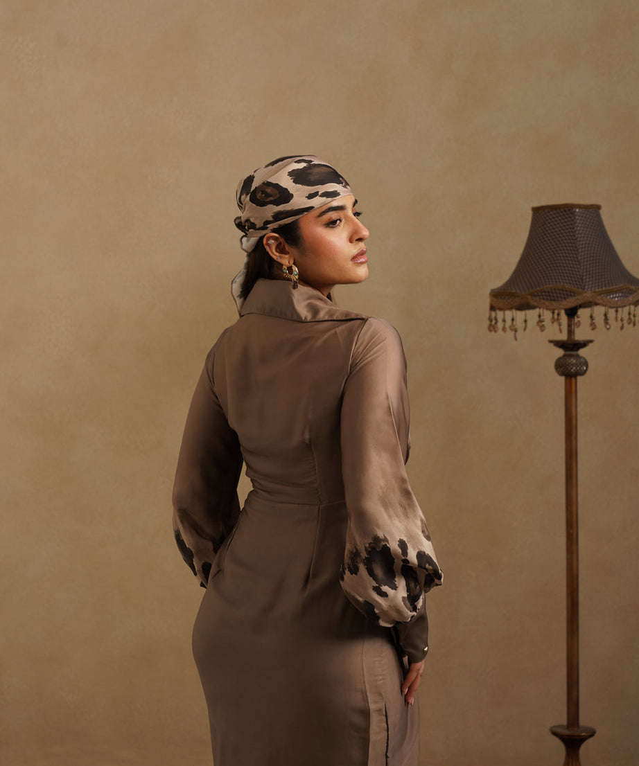 Chic Brown Leopard Print Party and Resort Dress