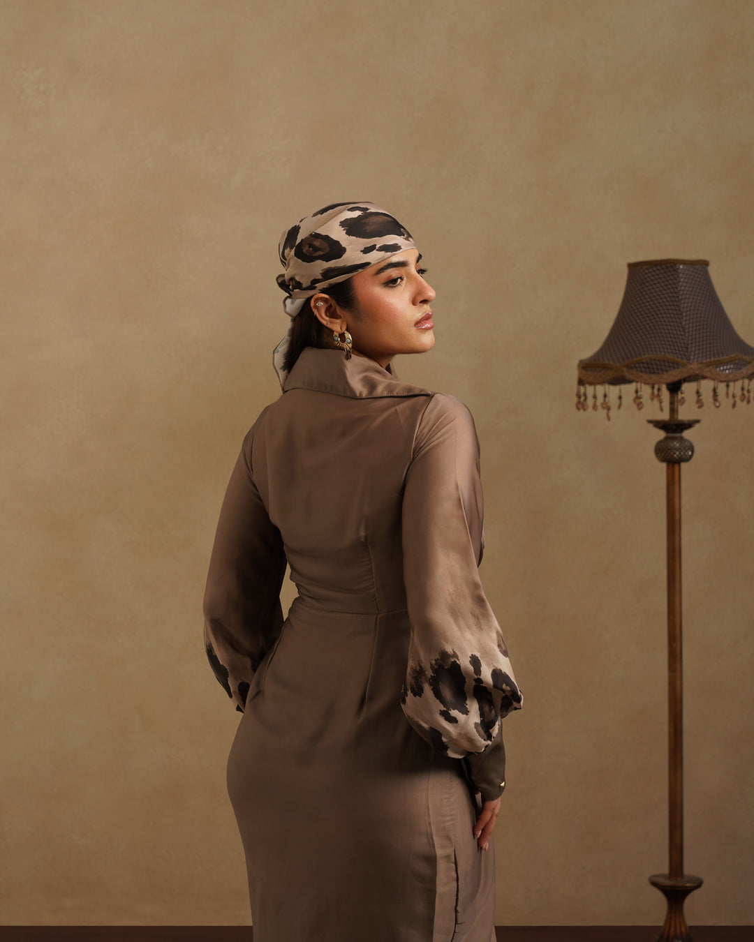 Chic Brown Leopard Print Party and Resort Dress