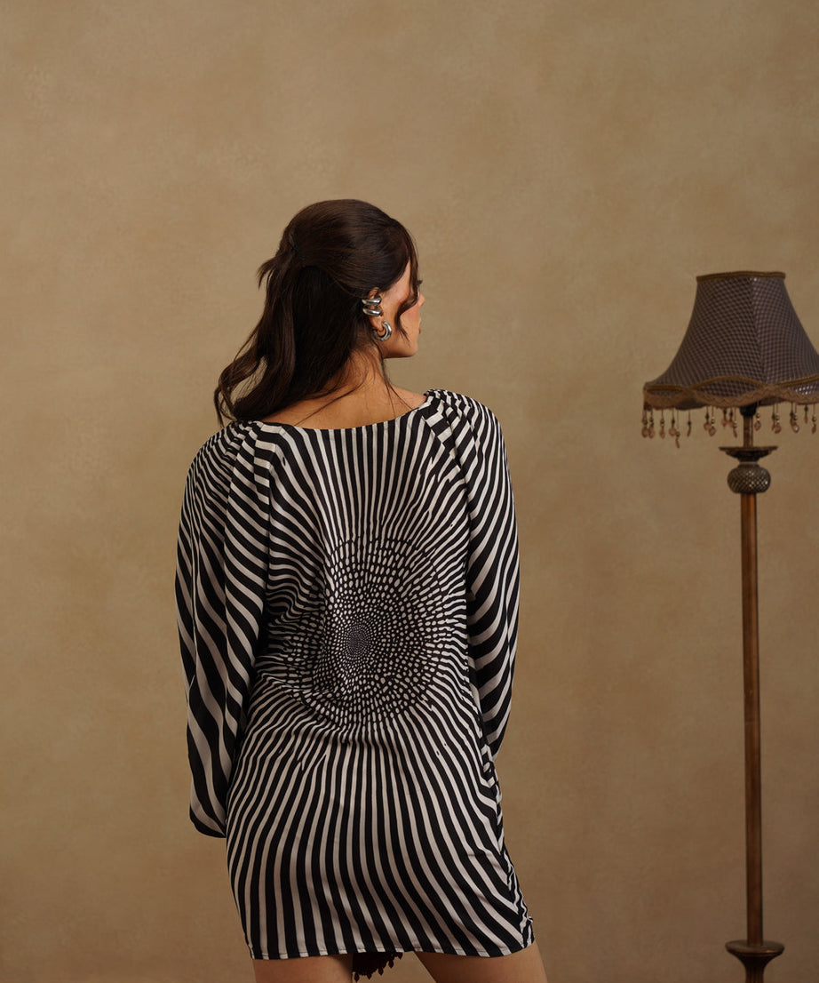 Black White Safari Print Dress Elegant Club & Evening Wear