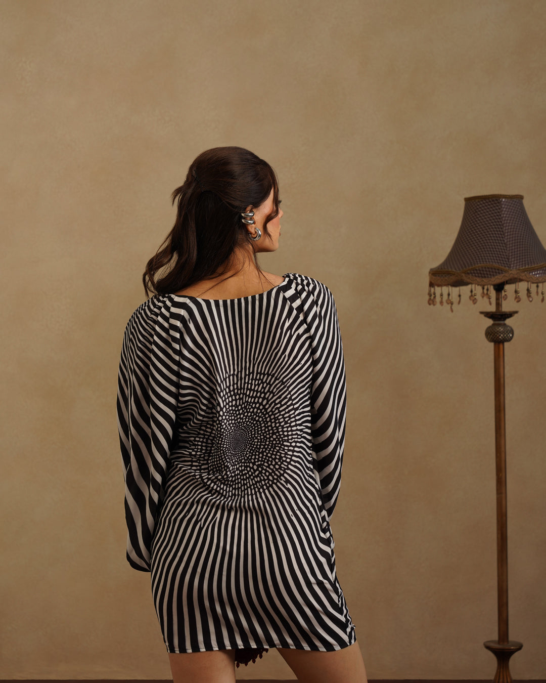 Black White Safari Print Dress Elegant Club & Evening Wear