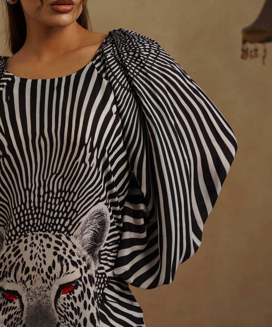 Black White Safari Print Dress Elegant Club & Evening Wear