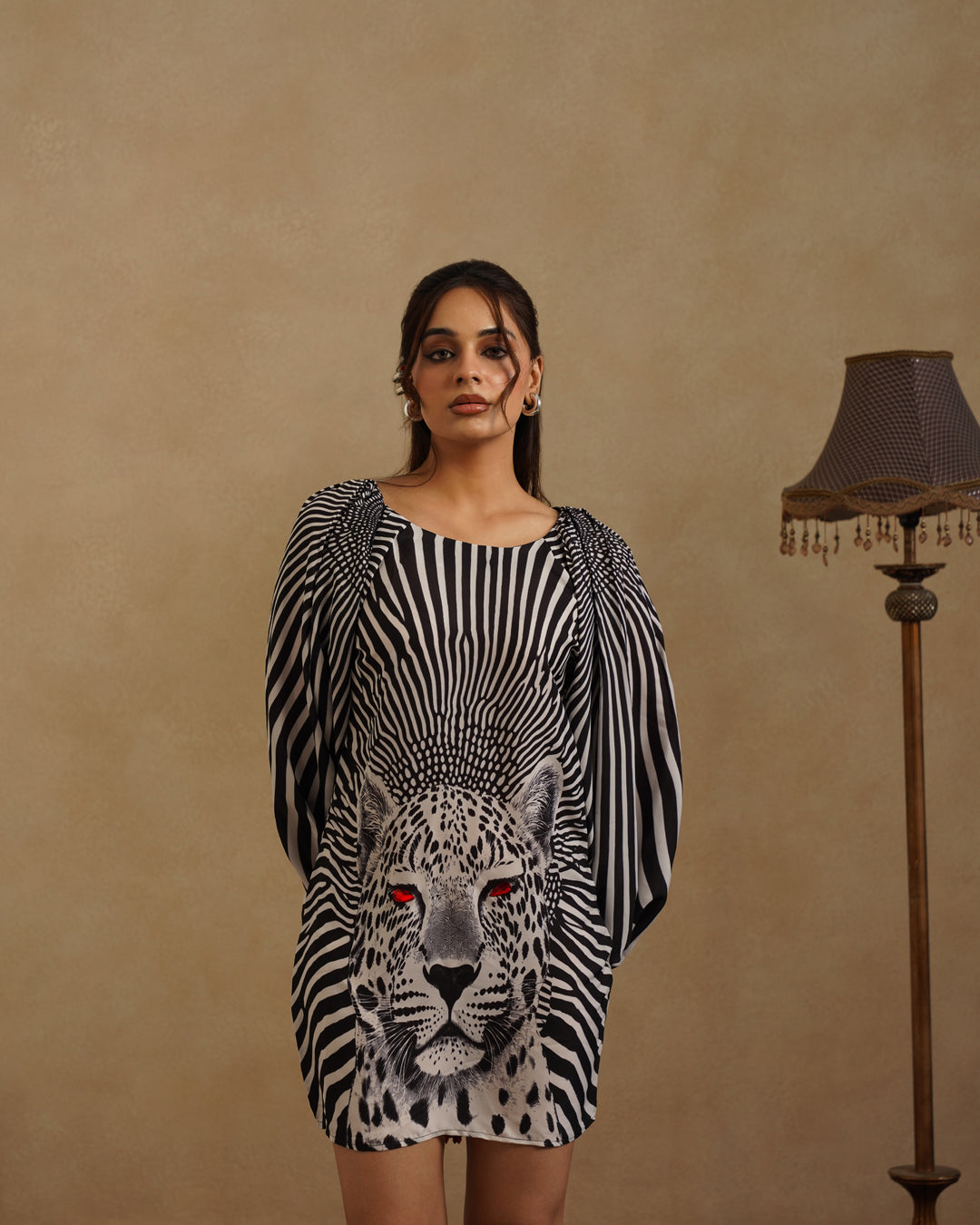 Black White Safari Print Dress Elegant Club & Evening Wear
