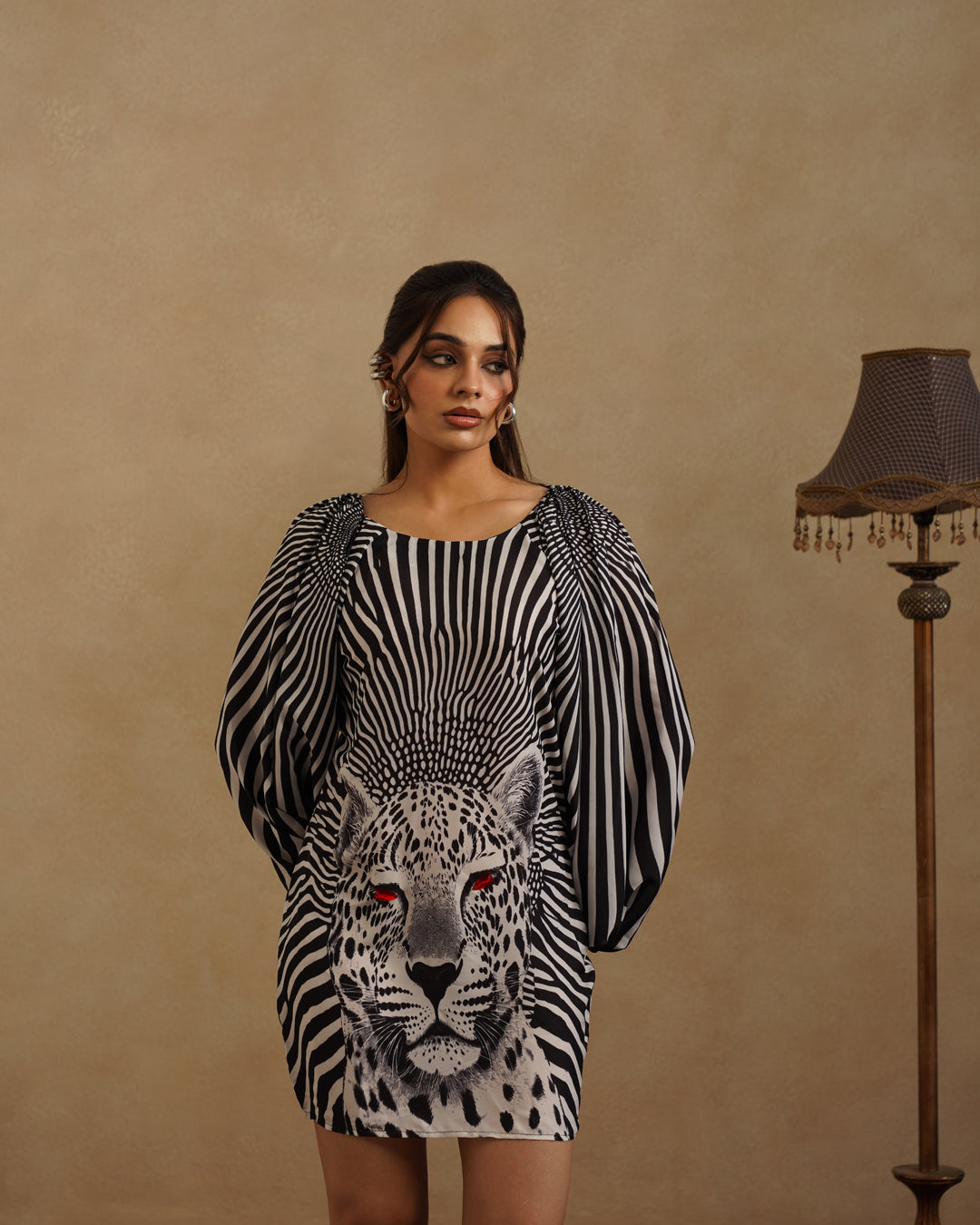 Black White Safari Print Dress Elegant Club & Evening Wear