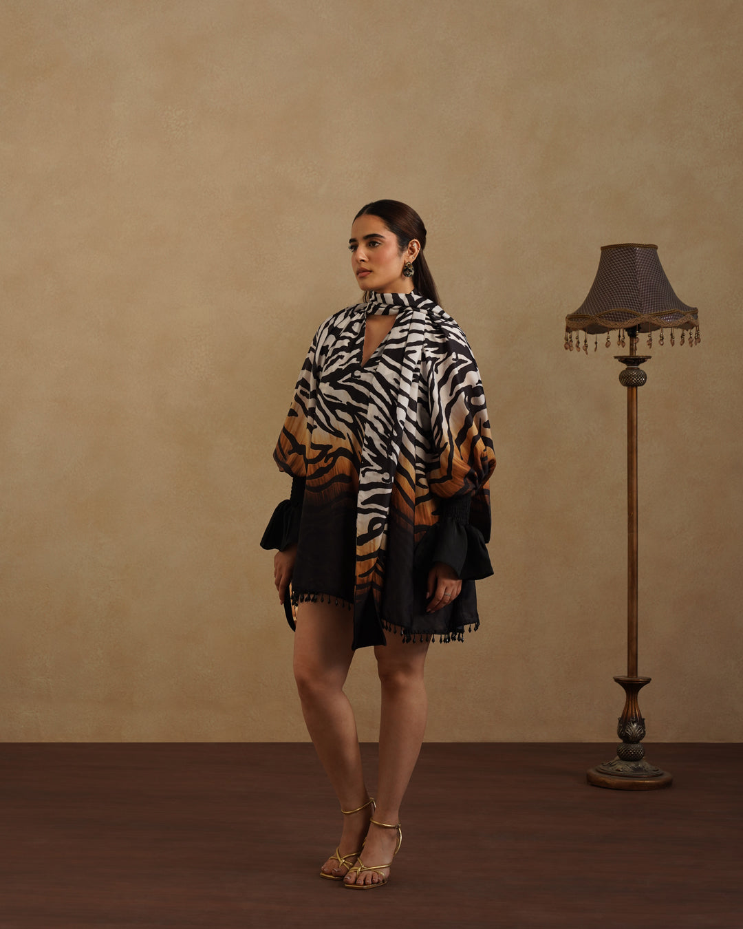 Zebra Print Kaftan Dress for Women, Luxury Resort Wear