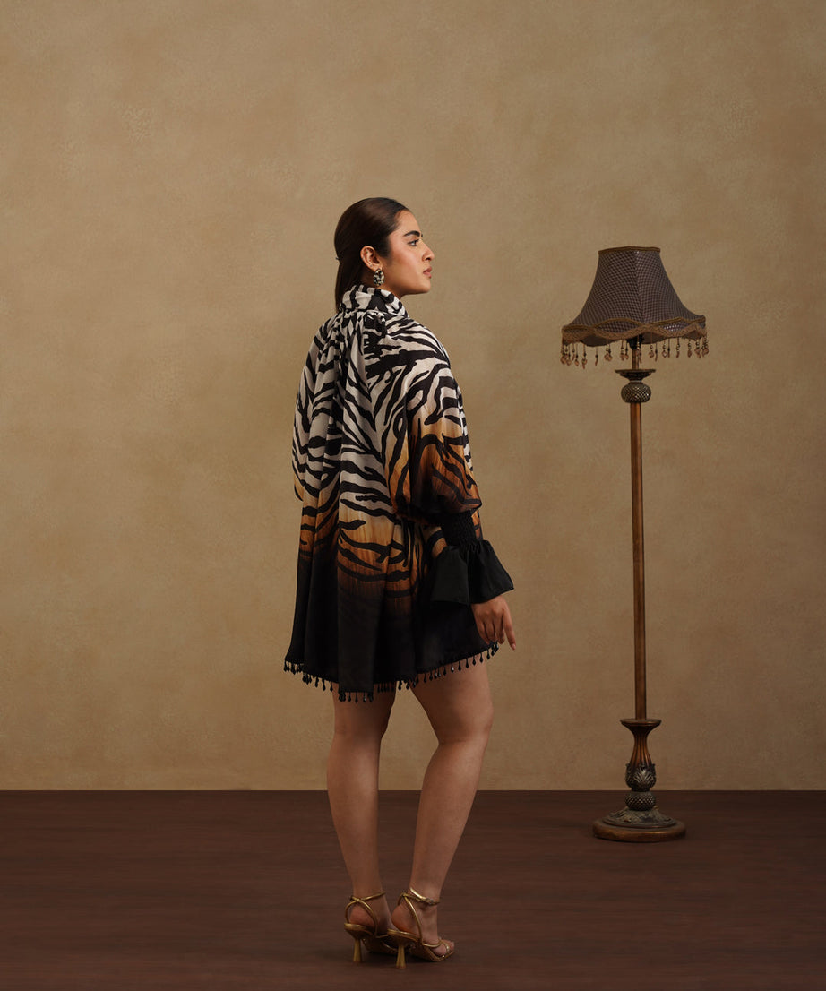 Zebra Print Kaftan Dress for Women, Luxury Resort Wear