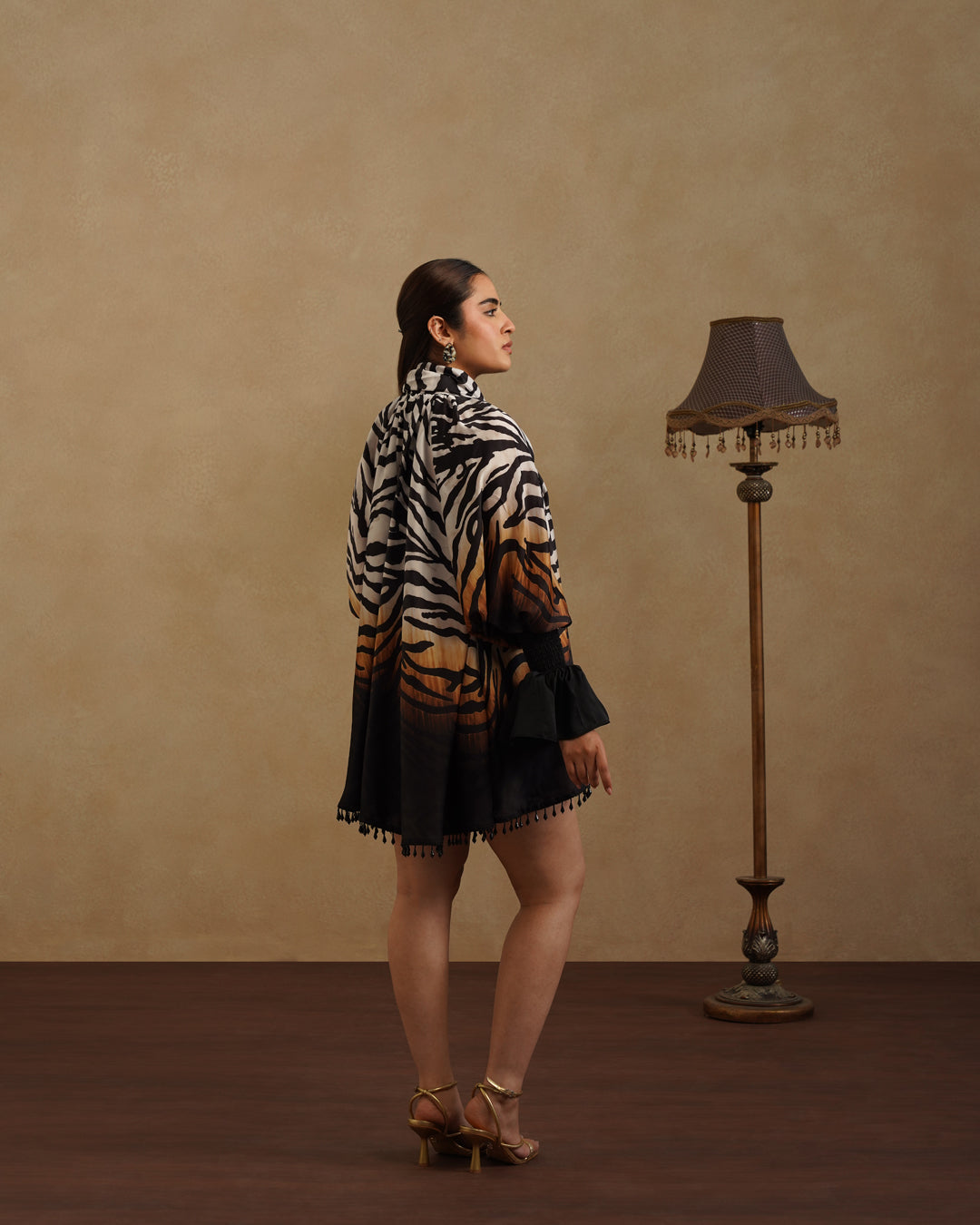 Zebra Print Kaftan Dress for Women, Luxury Resort Wear