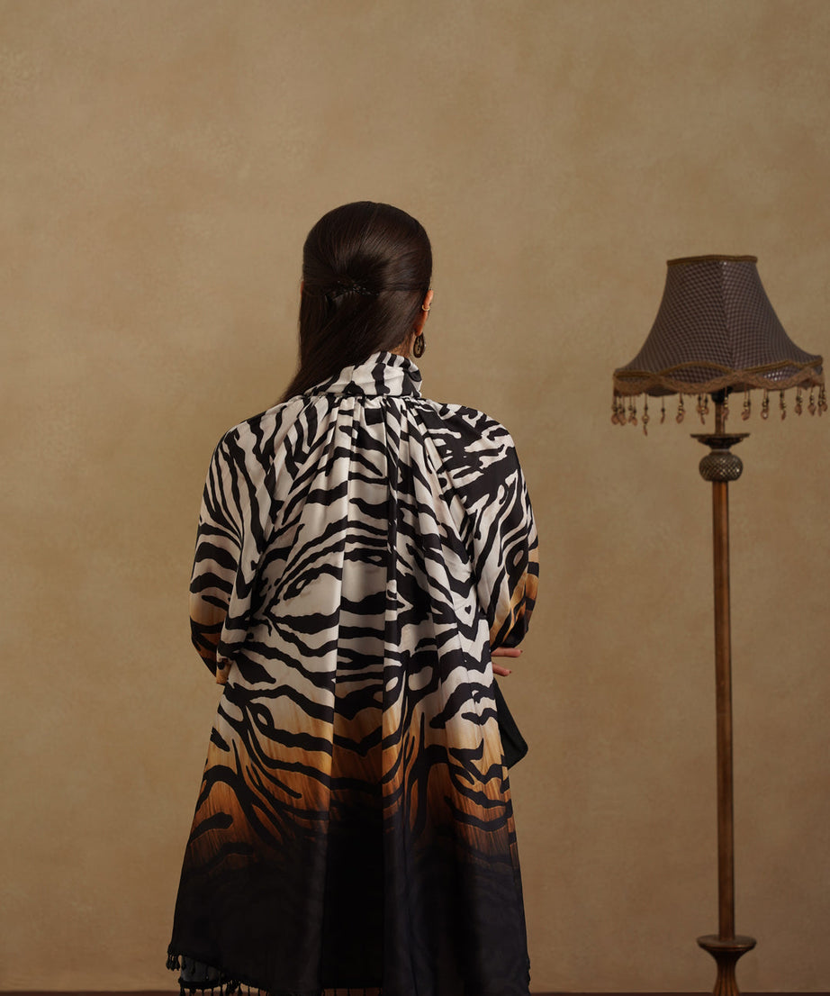 Zebra Print Kaftan Dress for Women, Luxury Resort Wear