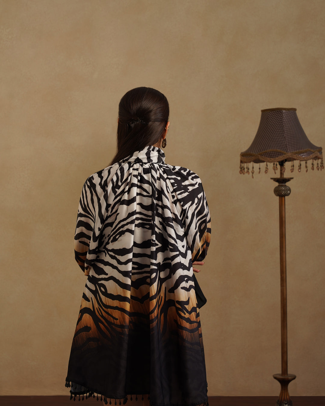 Zebra Print Kaftan Dress for Women, Luxury Resort Wear