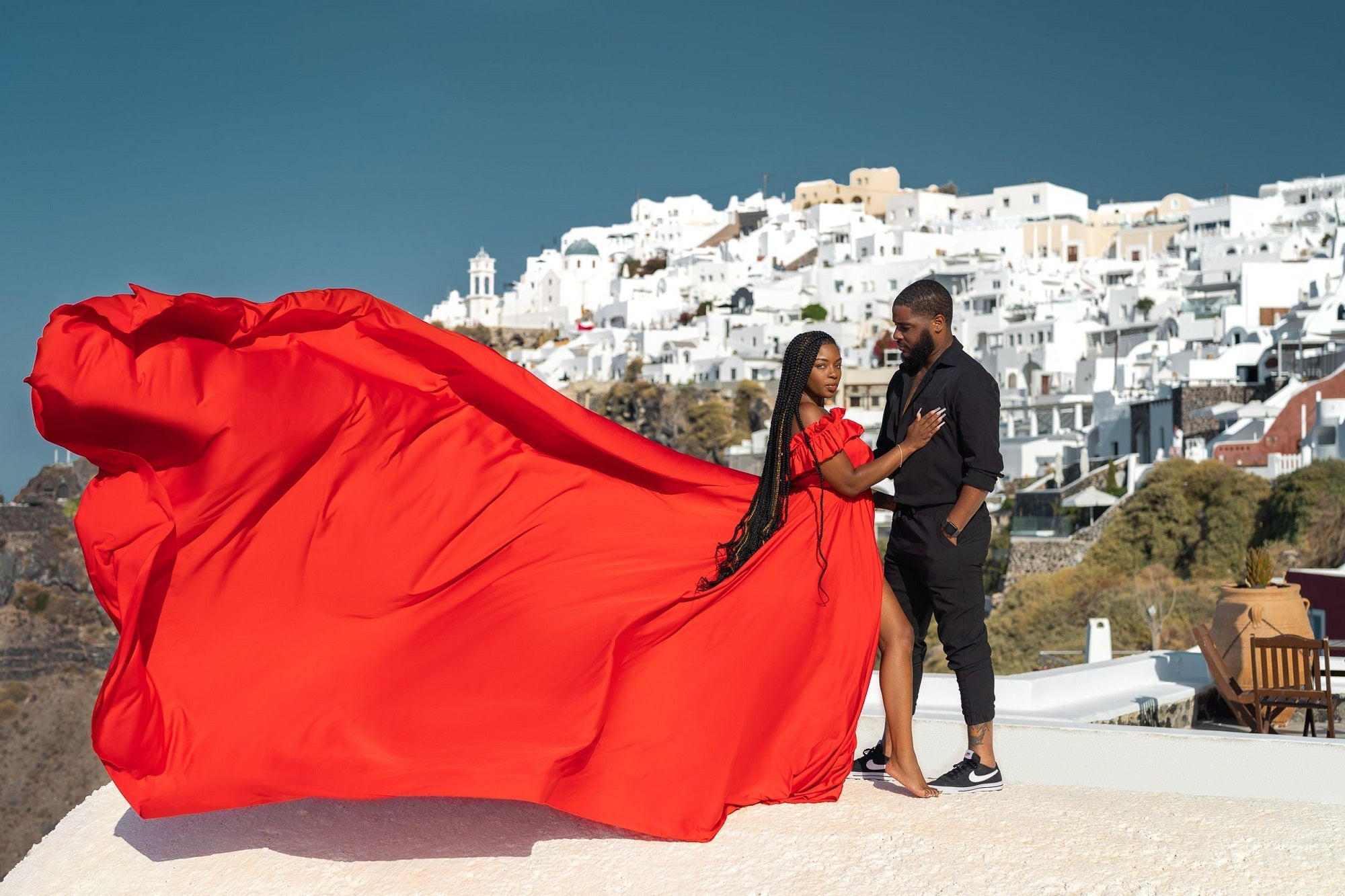 Santorini Photoshoot Dress | Satin Flying Dress | Photoshoot Gown