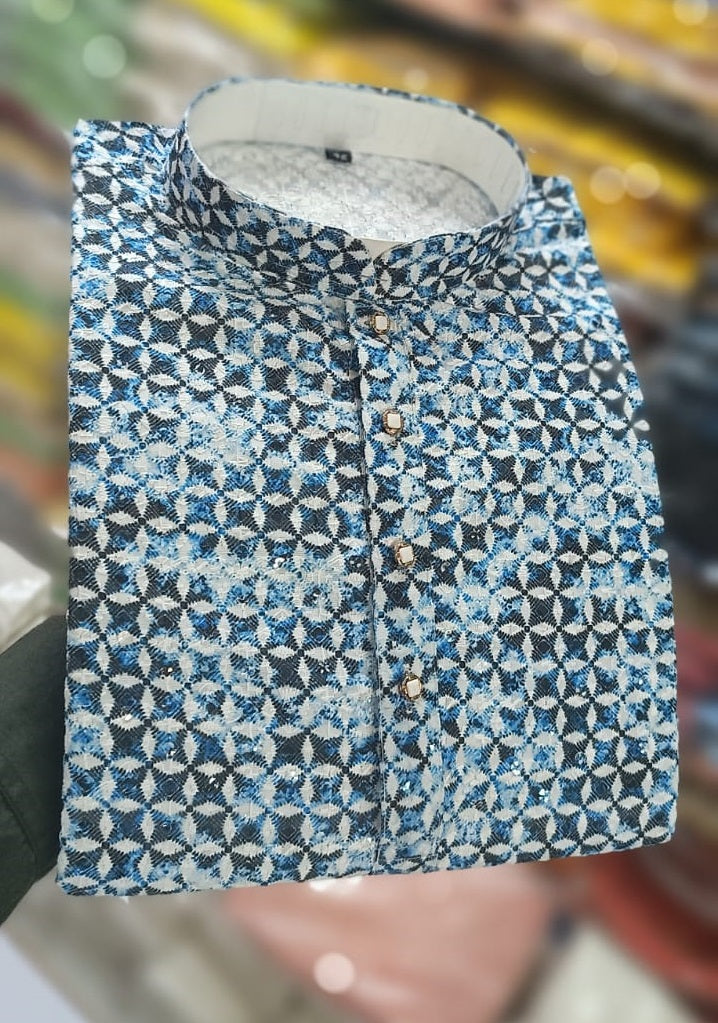 Rayon With Sequence Chikankari Work Kurta pajama Set