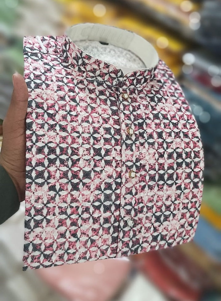 Rayon With Sequence Chikankari Work Kurta pajama Set