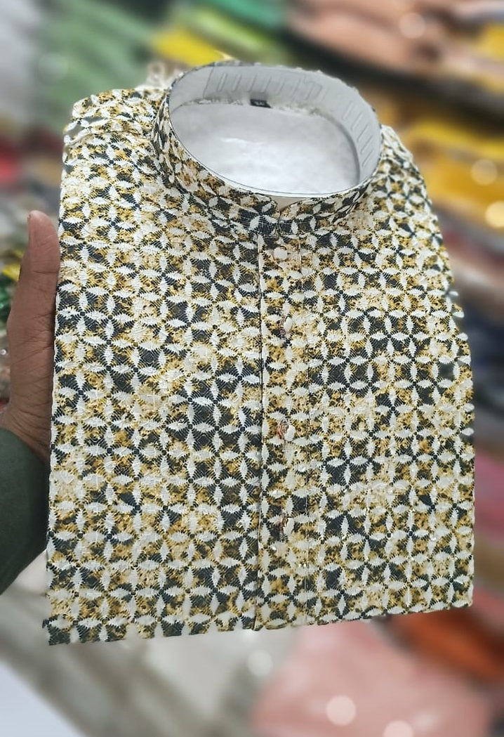 Rayon With Sequence Chikankari Work Kurta pajama Set