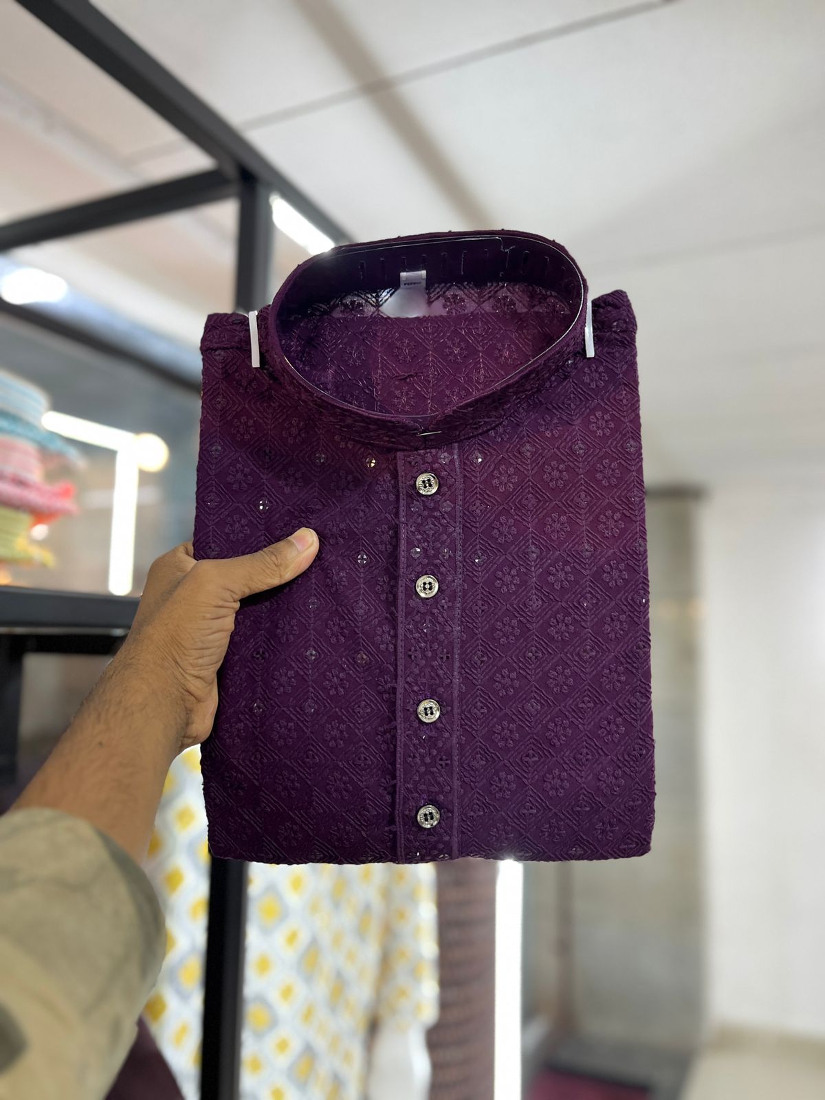 Cotton Rayon With Sequin Work Kurta Pajama Set