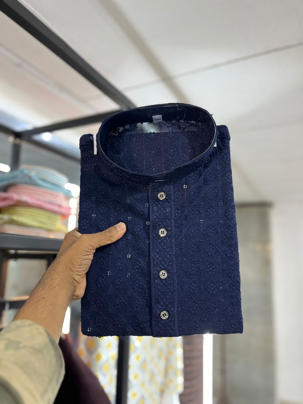 Cotton Rayon With Sequin Work Kurta Pajama Set