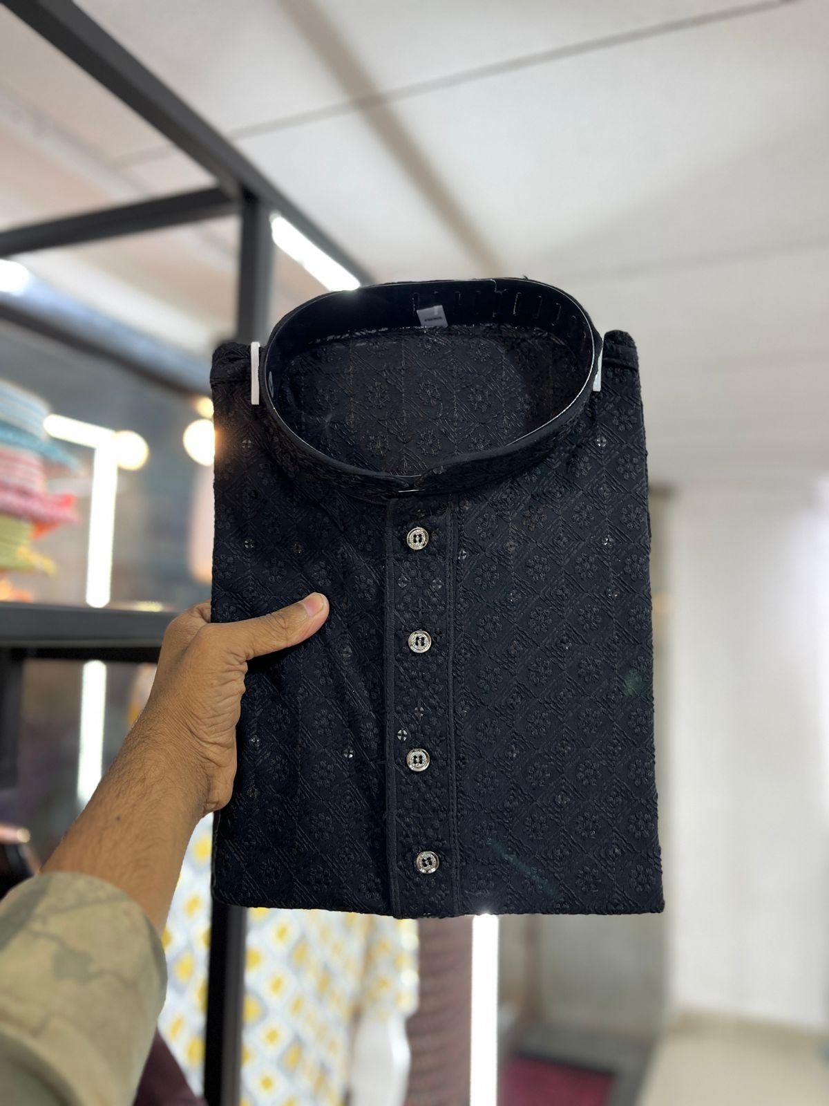 Cotton Rayon With Sequin Work Kurta Pajama Set