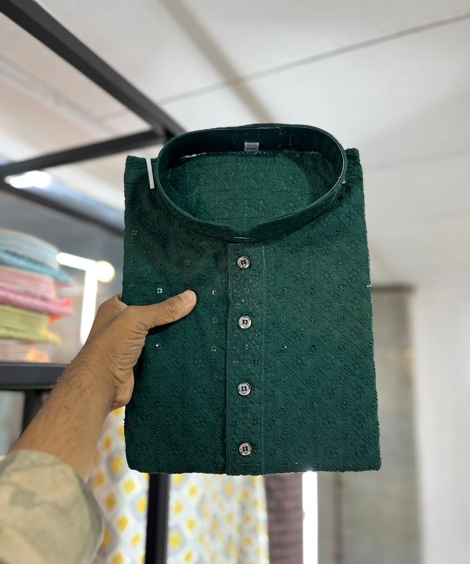 Cotton Rayon With Sequin Work Kurta Pajama Set