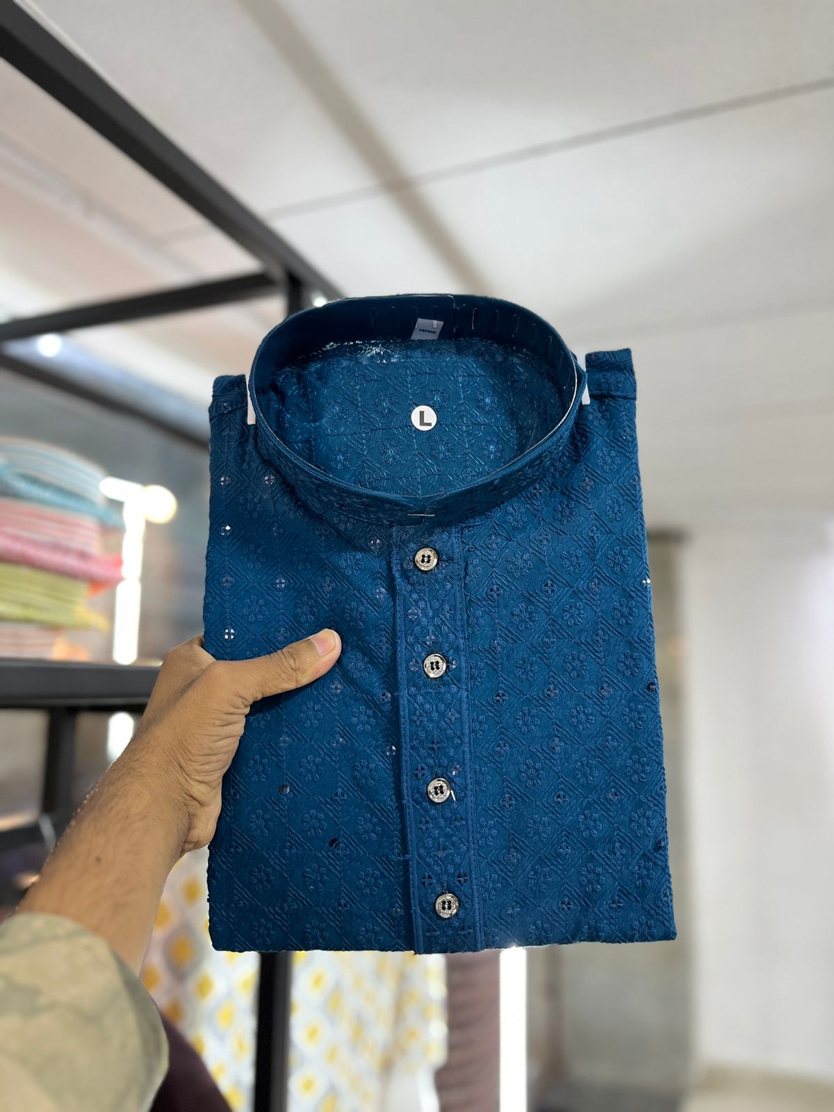 Cotton Rayon With Sequin Work Kurta Pajama Set