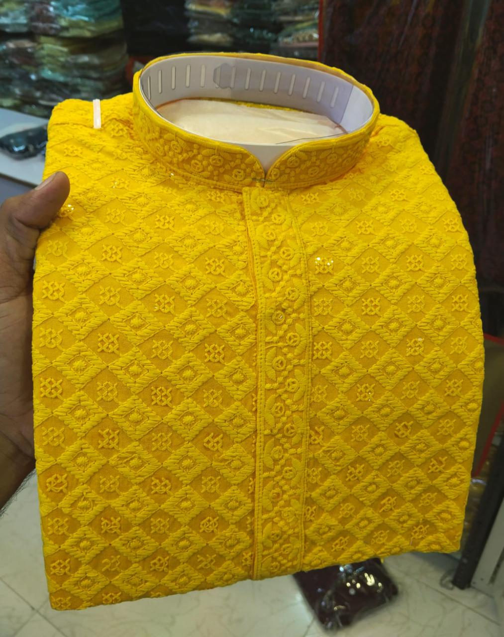 Heavy Rayon With Lucknowi And sequence work Kurta Pajama Set