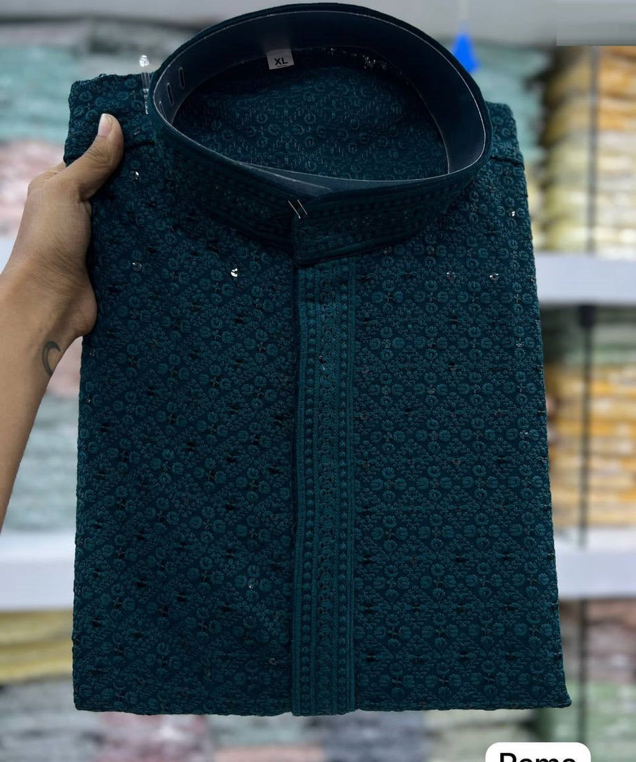 Heavy Rayon with Chicana work Kurta Pajama Set