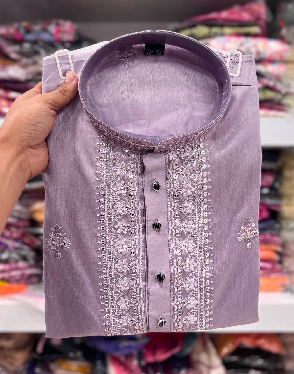 Heavy Super Silk With Embroidery Work Kurta Pajama Set