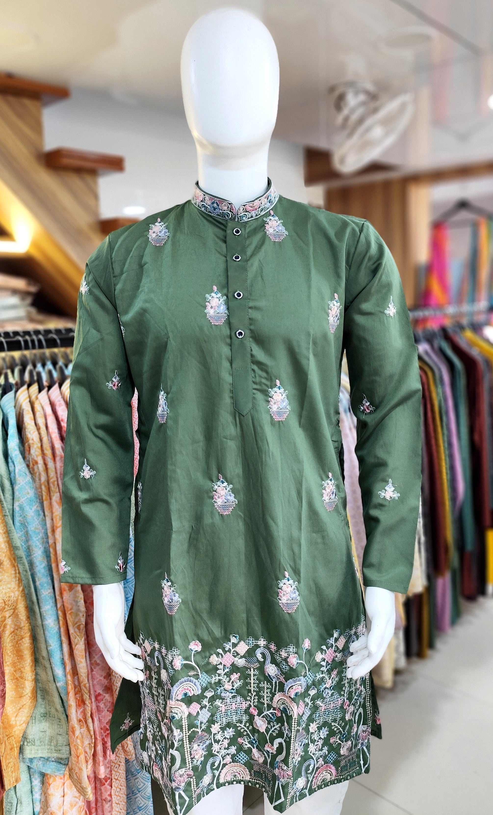 Fendy Silk With Heavy Embroidery Work In Kurta Pajama Set For Men's