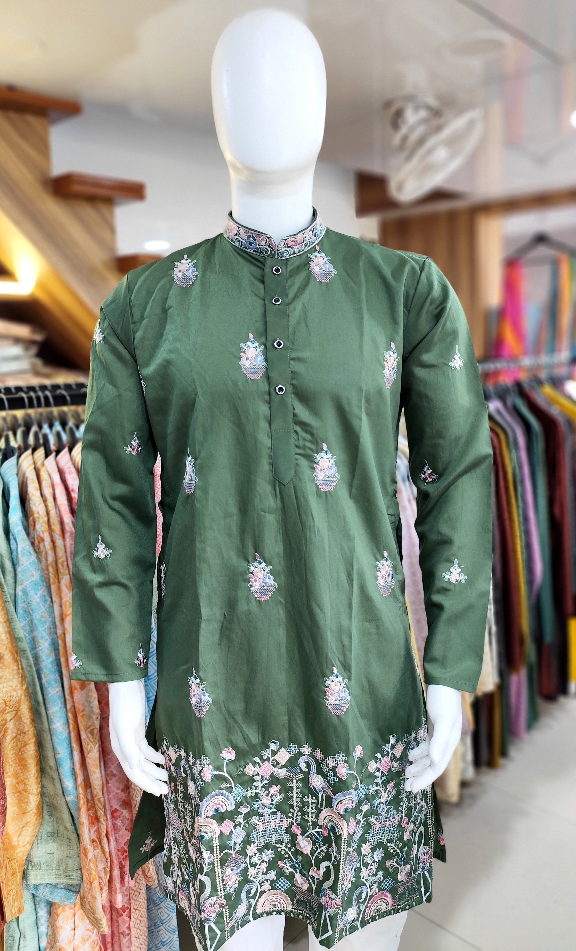 Fendy Silk With Heavy Embroidery Work In Kurta Pajama Set For Men's