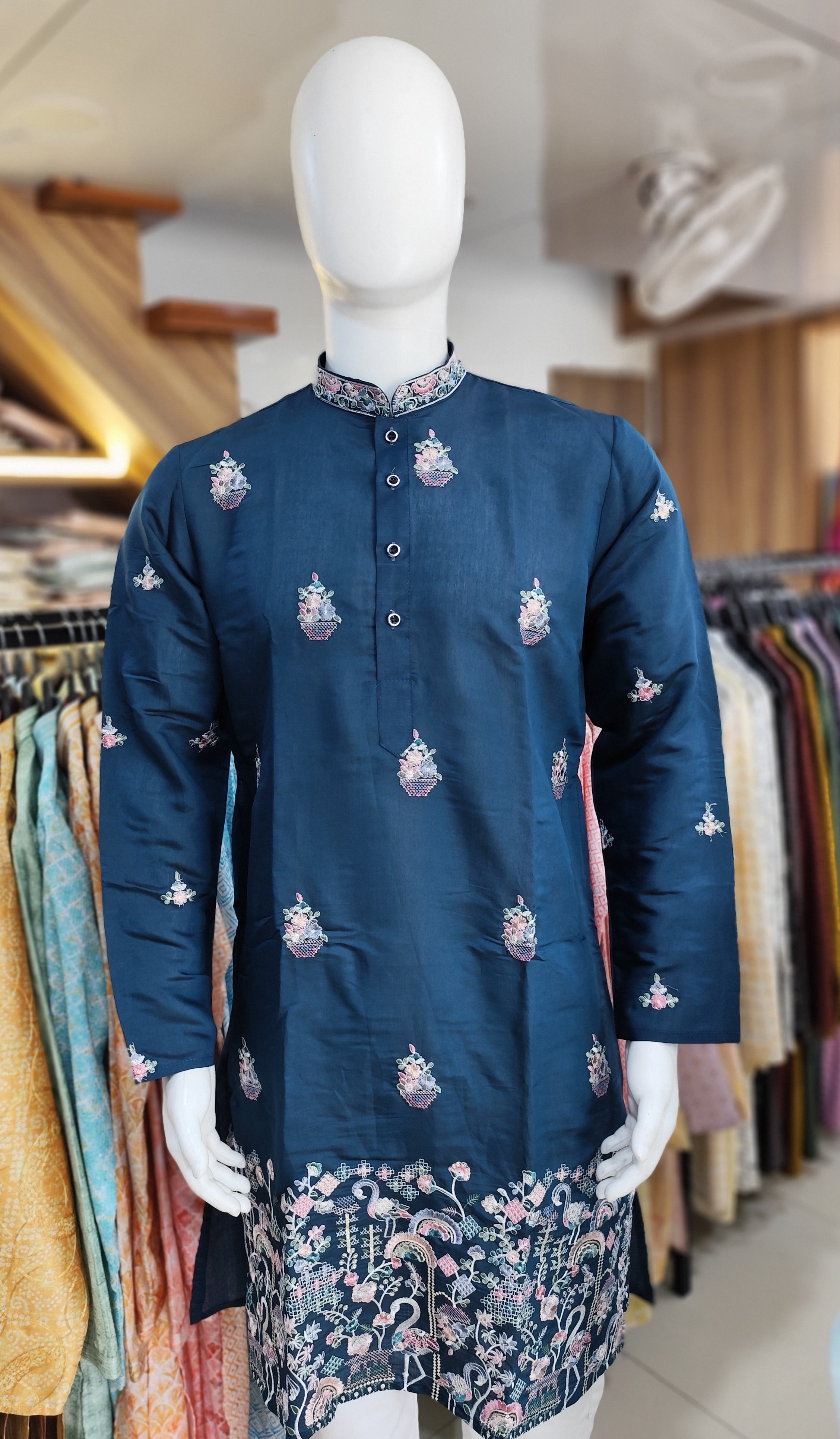 Fendy Silk With Heavy Embroidery Work In Kurta Pajama Set For Men's
