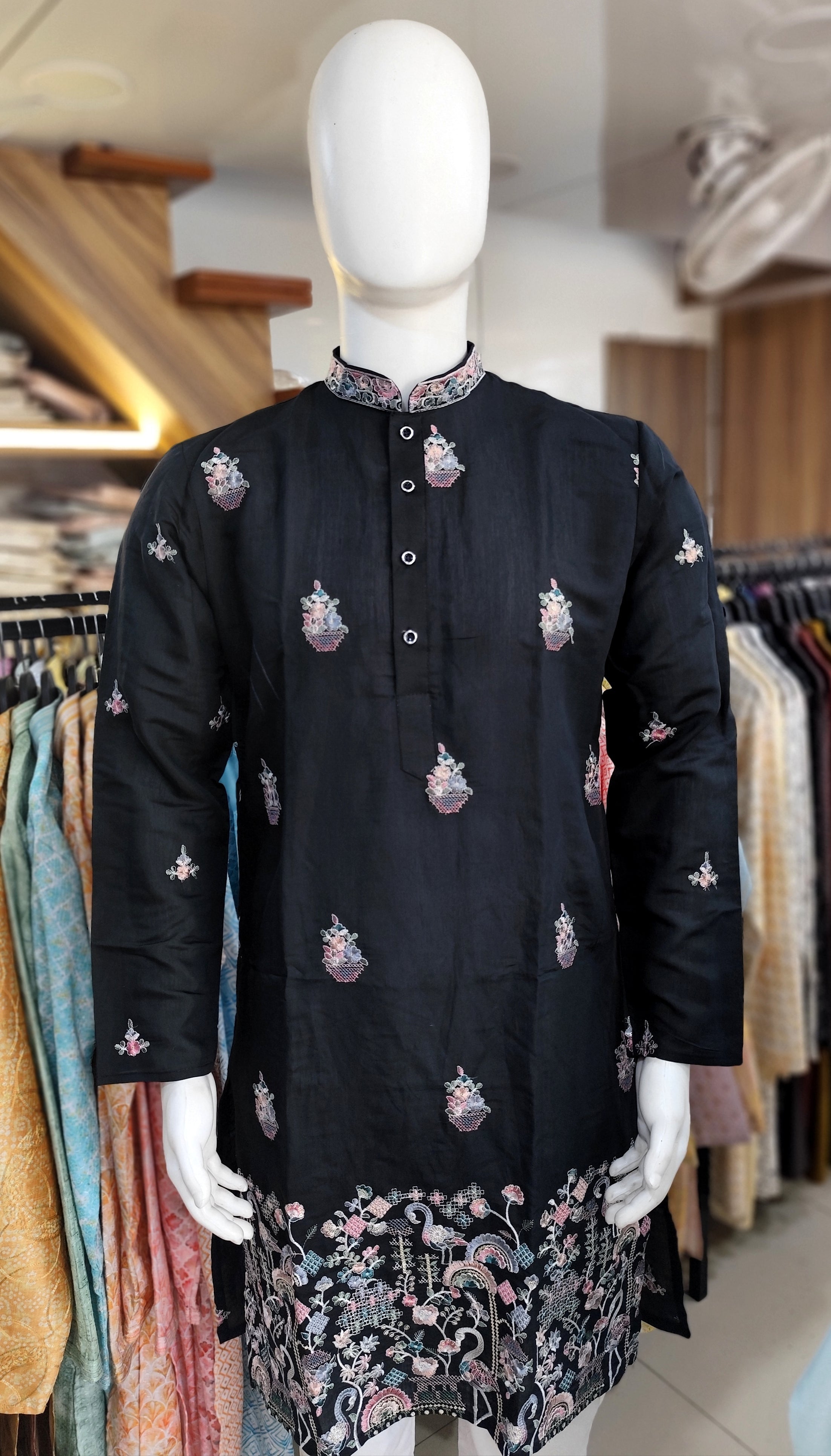 Fendy Silk With Heavy Embroidery Work In Kurta Pajama Set For Men's