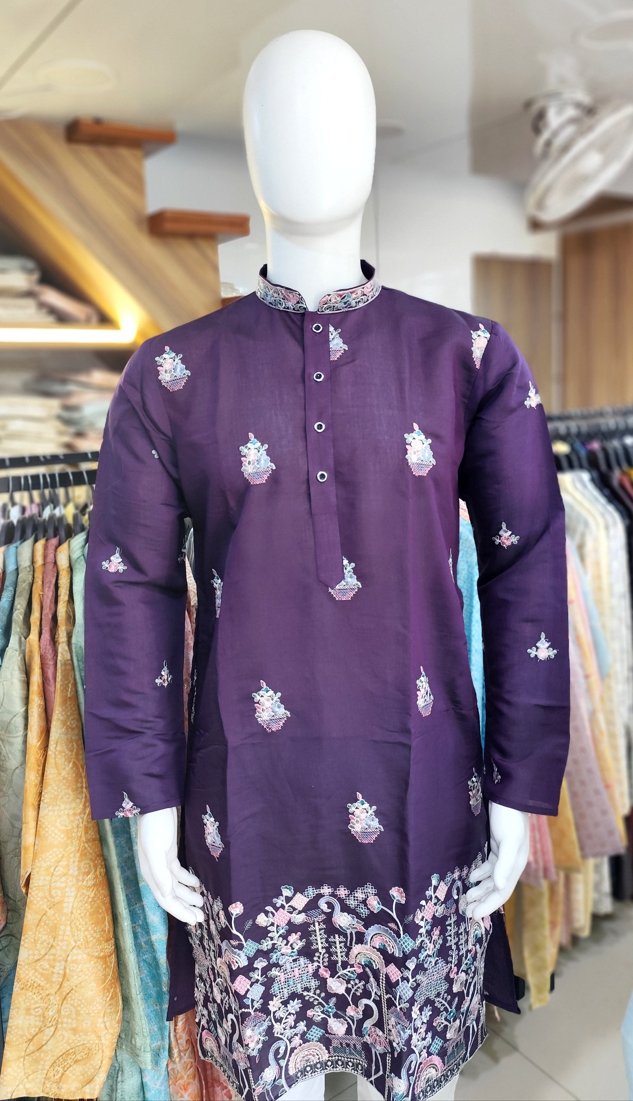 Fendy Silk With Heavy Embroidery Work In Kurta Pajama Set For Men's