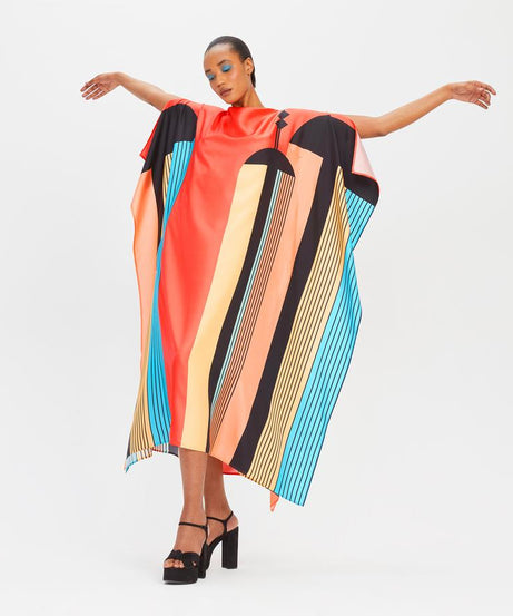 Soft Satin Silk Kaftan, Digital Printed Women's Caftan