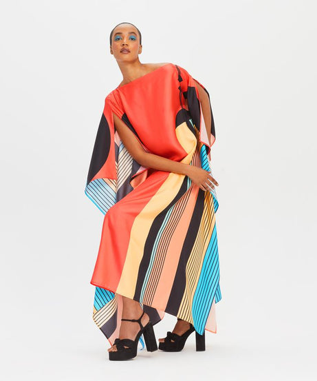 Soft Satin Silk Kaftan, Digital Printed Women's Caftan