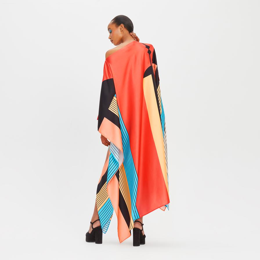 Soft Satin Silk Kaftan, Digital Printed Women's Caftan