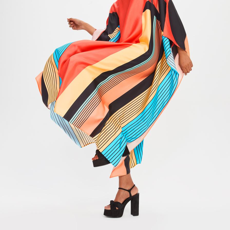 Soft Satin Silk Kaftan, Digital Printed Women's Caftan